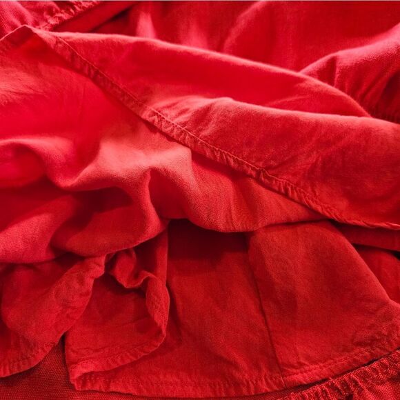Lulu's Tier-ly Delightful Linen Blend Red Tie-Strap Tiered Bustier Mini Dress S - Picture 12 of 12